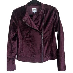 Given Kale Velvet Whimsigoth Moto Jacket in Deep Burgundy Wine Size Small